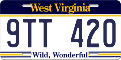 WV license plate 9TT420