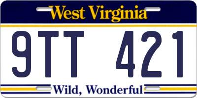 WV license plate 9TT421