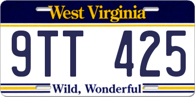 WV license plate 9TT425