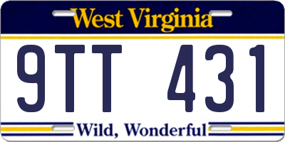 WV license plate 9TT431