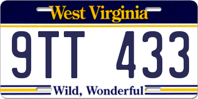 WV license plate 9TT433