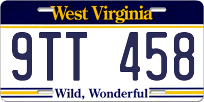 WV license plate 9TT458