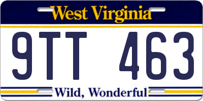 WV license plate 9TT463