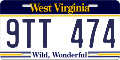 WV license plate 9TT474