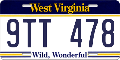 WV license plate 9TT478