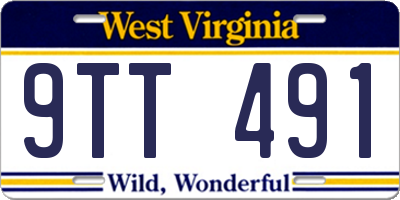 WV license plate 9TT491