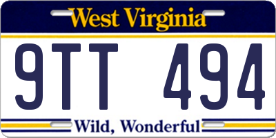 WV license plate 9TT494
