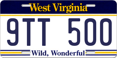 WV license plate 9TT500