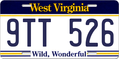 WV license plate 9TT526