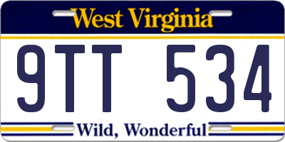 WV license plate 9TT534