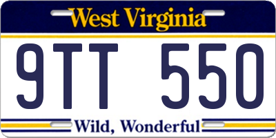 WV license plate 9TT550