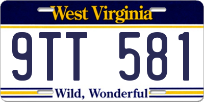 WV license plate 9TT581
