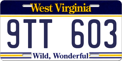 WV license plate 9TT603