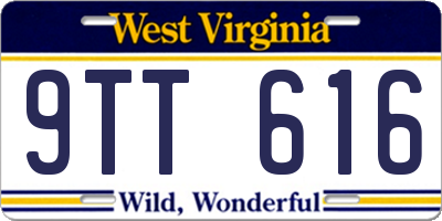 WV license plate 9TT616