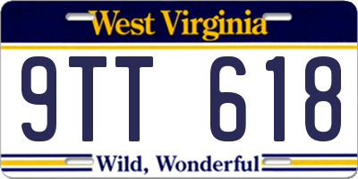 WV license plate 9TT618