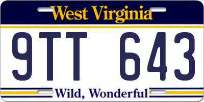 WV license plate 9TT643