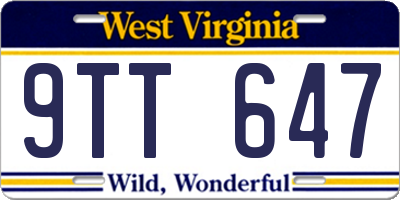 WV license plate 9TT647