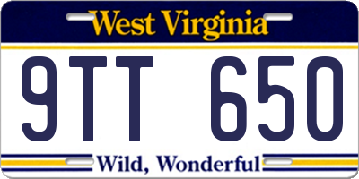 WV license plate 9TT650