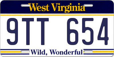 WV license plate 9TT654