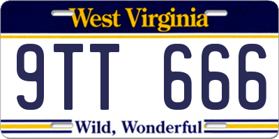 WV license plate 9TT666