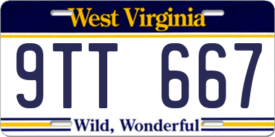 WV license plate 9TT667