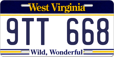 WV license plate 9TT668