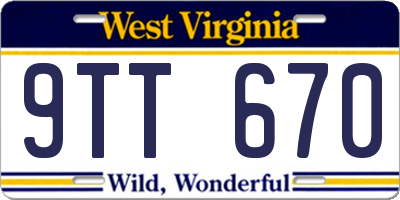 WV license plate 9TT670