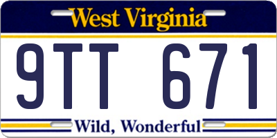 WV license plate 9TT671