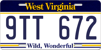 WV license plate 9TT672