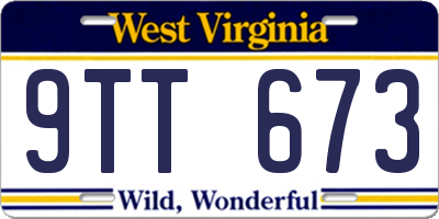 WV license plate 9TT673