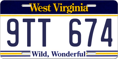 WV license plate 9TT674