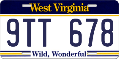WV license plate 9TT678