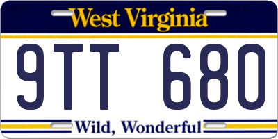 WV license plate 9TT680