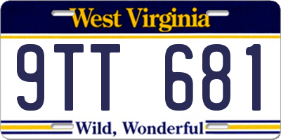 WV license plate 9TT681
