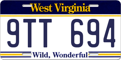 WV license plate 9TT694