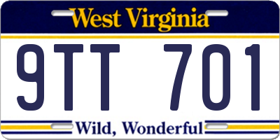 WV license plate 9TT701
