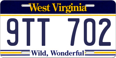 WV license plate 9TT702
