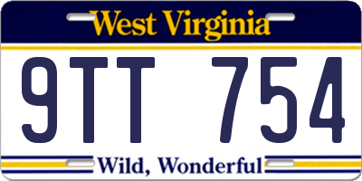 WV license plate 9TT754