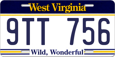 WV license plate 9TT756