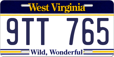 WV license plate 9TT765