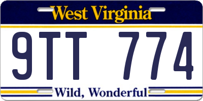 WV license plate 9TT774