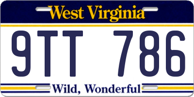 WV license plate 9TT786