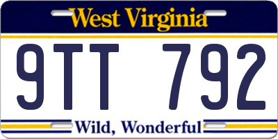 WV license plate 9TT792