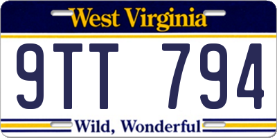 WV license plate 9TT794