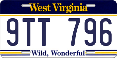 WV license plate 9TT796