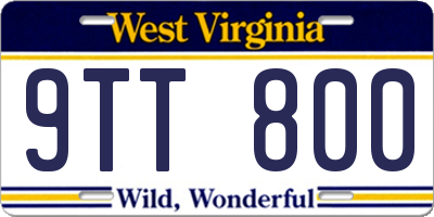 WV license plate 9TT800