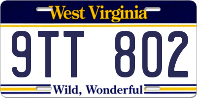 WV license plate 9TT802