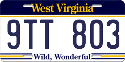 WV license plate 9TT803