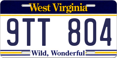 WV license plate 9TT804