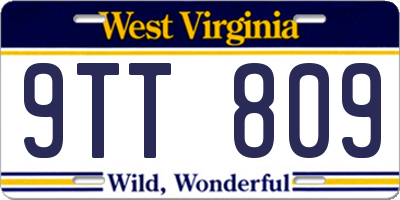 WV license plate 9TT809